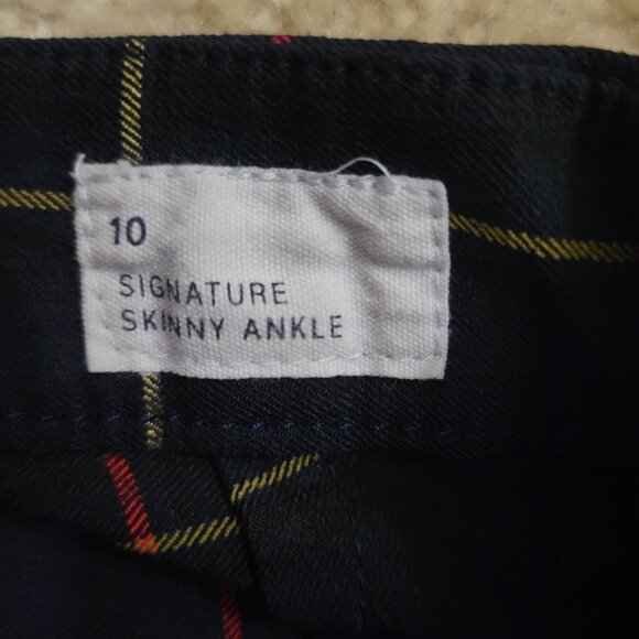 GAP Signature Skinny Ankle Work Pants Slacks Stretch navy Plaid Size 10 Preppy - Picture 4 of 8